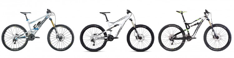 Canyon Torque, Specialized Enduro, Lapierre Spicy: tre bici con schema di sospensione simile, ma comportamento differente