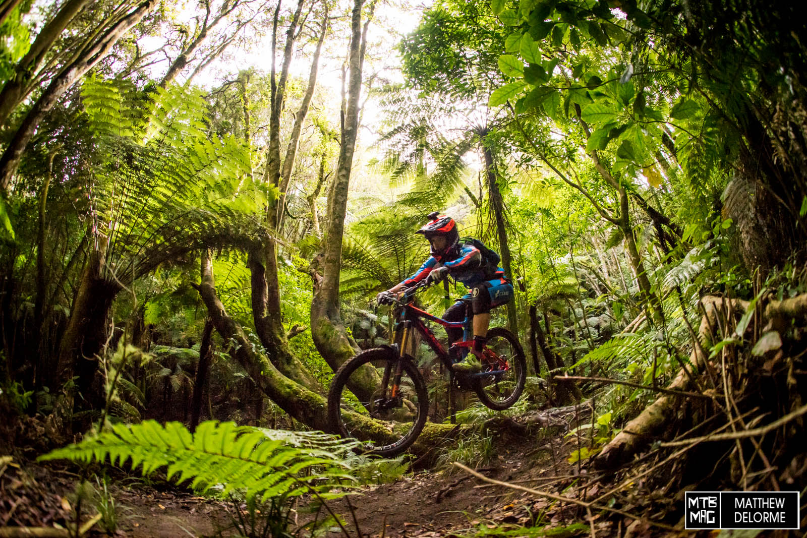 Nico Lau having no troubles in the slick rooty woods.