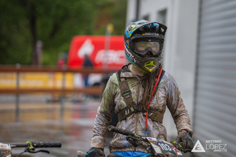 Raphaela Richter from Germany saturday training at the 1st UEC MTB Enduro European Championships in Kirchberg, Tyrol, Austria, on June 20, 2015. Free image for editorial usage only: Photo by Antonio López Ordóñez.