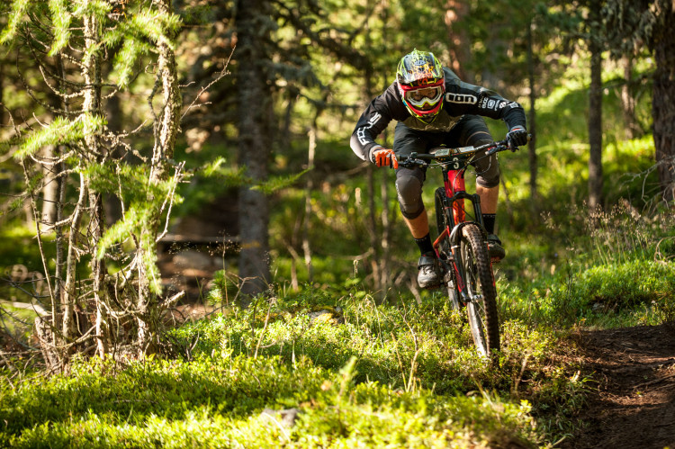 Markus REISER from Germany races down Stage 1 during the 3rd stop of the European Enduro Series at Reschenpass, Austria on July 26, 2015. Free image for editiorial usage only: Photo by Andreas Vigl
