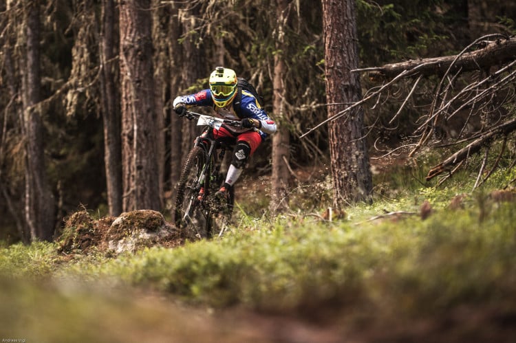 Competitor during the training for the 3rd stop of the European Enduro Series at Reschenpass, Austria, on July 25, 2015. Free image for editorial usage only: Photo by Andreas Vigl