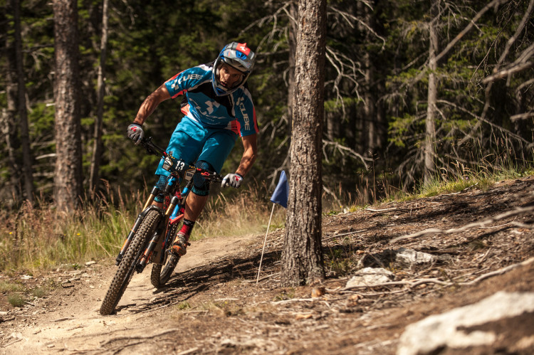Gustav WILDHABER from Switzerland races down Stage 1 during the 3rd stop of the European Enduro Series at Reschenpass, Austria on July 26, 2015. Free image for editiorial usage only: Photo by Andreas Vigl