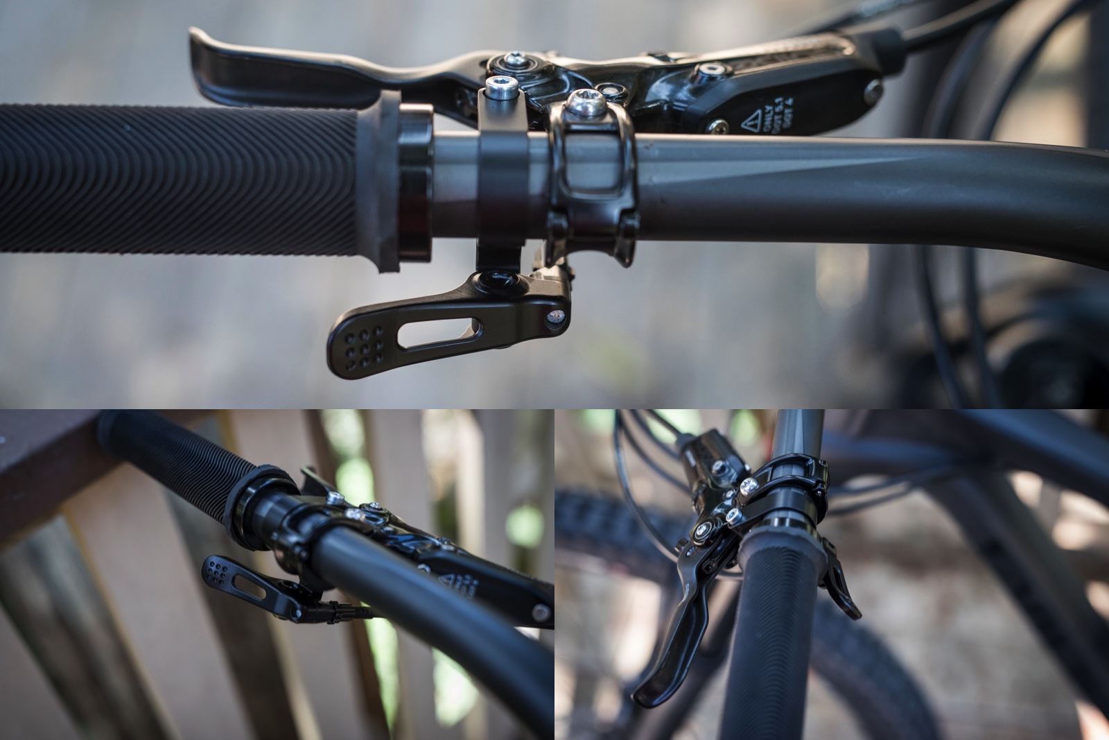 A standout features on the fall line is its lever options.  There is a brake lever style pull lever and a thumb paddle style available as well as a 1X style adapter which we chose.