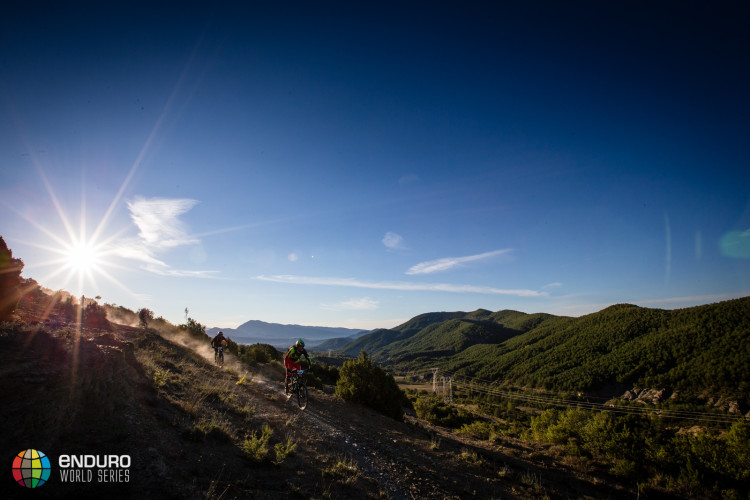 The Devinci team heading out for the day. EWS round 7, Ainsa, Spain. Photo by Matt Wragg.